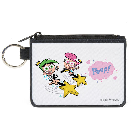 Canvas Zipper Wallet - MINI X-SMALL - THE FAIRLY ODDPARENTS Cosmo and Wanda POOF Pose White Canvas Zipper Wallets Nickelodeon   