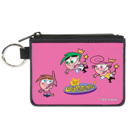 Canvas Zipper Wallet - MINI X-SMALL - THE FAIRLY ODDPARENTS Timmy with Cosmo and Wanda Group Pose Pink Canvas Zipper Wallets Nickelodeon   
