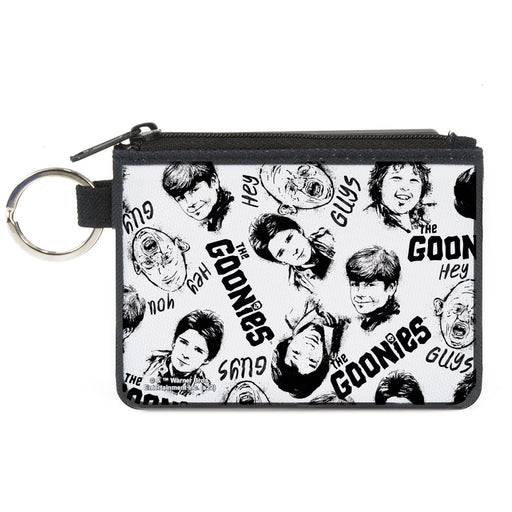 Canvas Zipper Wallet - MINI X-SMALL - THE GOONIES Character Face Sketch Collage White/Black Canvas Zipper Wallets Warner Bros. Horror Movies   