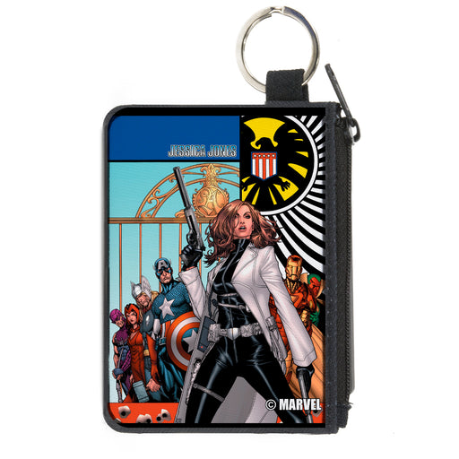 MARVEL UNIVERSE  
Canvas Zipper Wallet - MINI X-SMALL - What If Jessica Jones Had Joined the Avengers? Issue #1 Cover Pose/SHIELD Logo Canvas Zipper Wallets Marvel Comics   