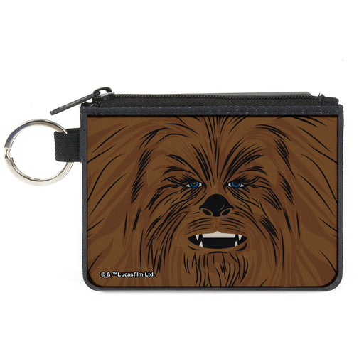 Canvas Zipper Wallet - MINI X-SMALL - Star Wars Chewbacca Face CLOSE-UP Brown Canvas Zipper Wallets Star Wars   