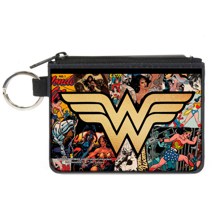 Canvas Zipper Wallet - MINI X-SMALL - Wonder Woman Icon Through The Years Comics Book Covers Stacked Canvas Zipper Wallets DC Comics   