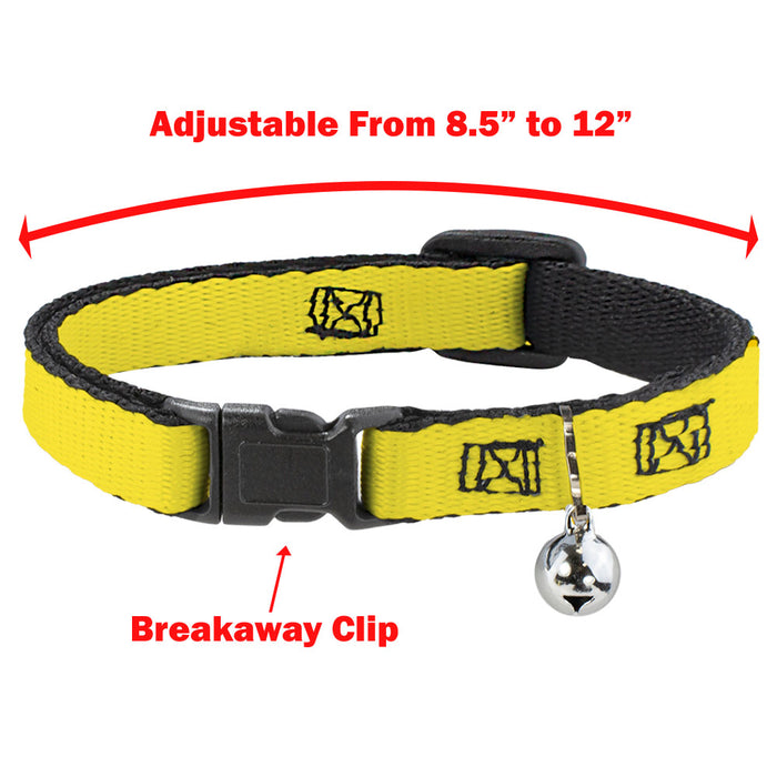 Breakaway Cat Collar with Bell - Road Runner/Wile E. Coyote Expressions CLOSE-UP Black Breakaway Cat Collars Looney Tunes   