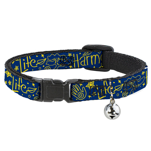 Breakaway Cat Collar with Bell - HARMONY BALANCE LIFE Icons Collage Blue/Yellow Breakaway Cat Collars Buckle-Down   