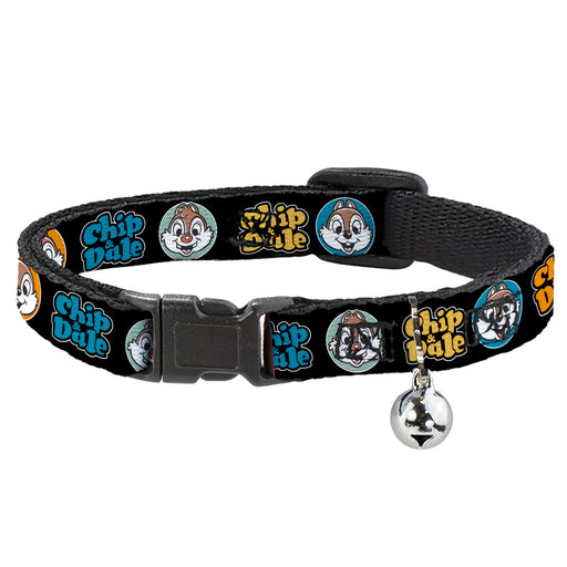Breakaway Cat Collar with Bell - CHIP & DALE Expression Bubbles Black/Multi Color Breakaway Cat Collars Disney   