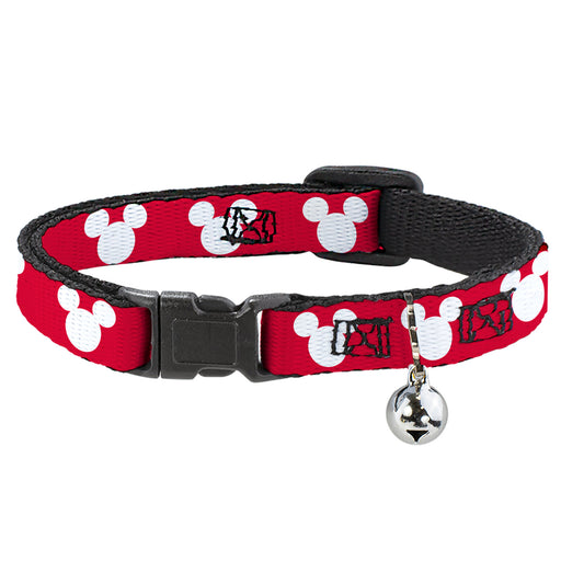 Breakaway Cat Collar with Bell - Mickey Mouse Ears Icon Red/White Breakaway Cat Collars Disney   