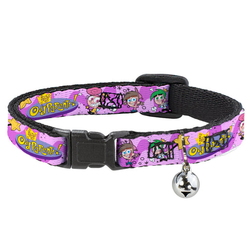 Breakaway Cat Collar with Bell - THE FAIRLY ODDPARENTS Timmy with Cosmo and Wanda Group Pose Pinks Breakaway Cat Collars Nickelodeon   