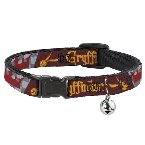 Breakaway Cat Collar with Bell - Harry Potter GRYFFINDOR/Quiditch Ball/Crown Burgundy Red/Golds/Grays Breakaway Cat Collars Warner Bros.   