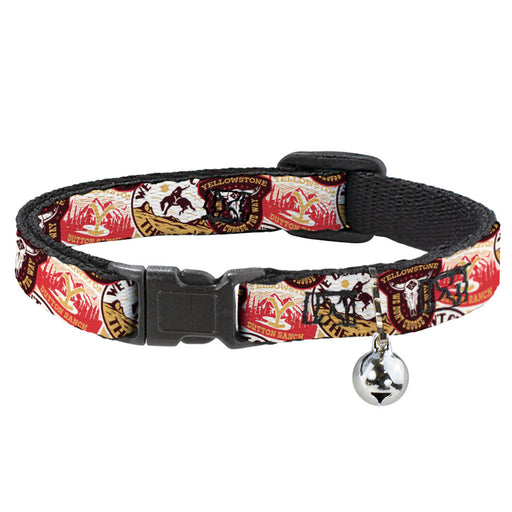 Breakaway Cat Collar with Bell - Yellowstone Patches Stacked Browns/Reds/Yellows Breakaway Cat Collars Paramount Network   