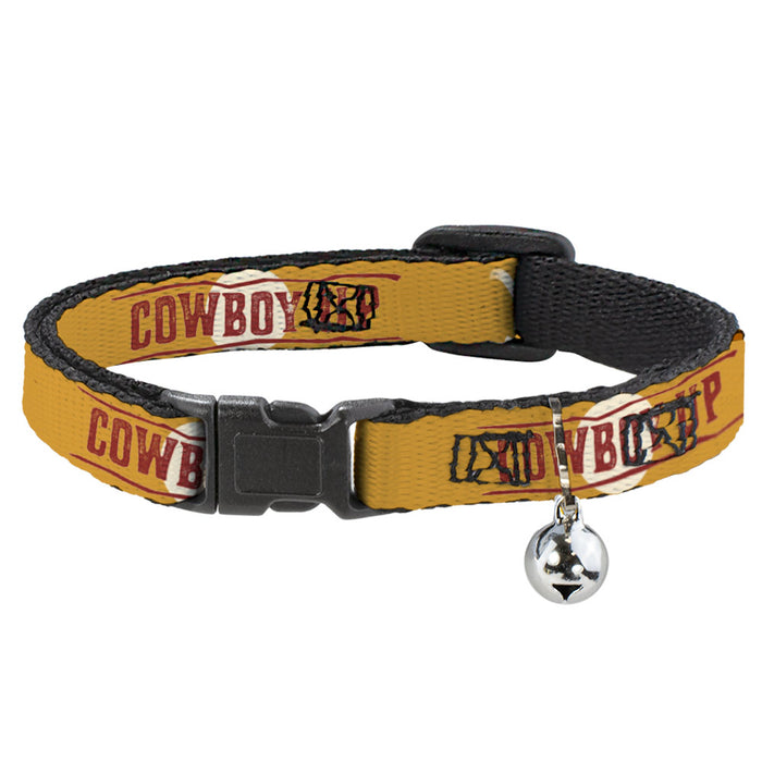 Breakaway Cat Collar with Bell - Yellowstone Y Logo COWBOY UP Text Yellow/Red/White Breakaway Cat Collars Paramount Network   