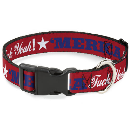 Plastic Clip Collar - 'MERICA FUCK YEAH!/Star Red/Blue/White Plastic Clip Collars Buckle-Down   