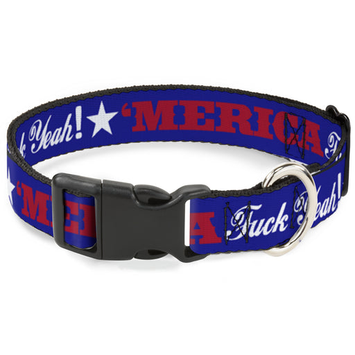 Plastic Clip Collar - 'MERICA FUCK YEAH!/Star Blue/Red/White Plastic Clip Collars Buckle-Down   