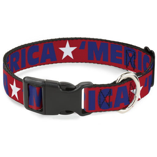 Plastic Clip Collar - 'MERICA/Star Red/Blue/White Plastic Clip Collars Buckle-Down   