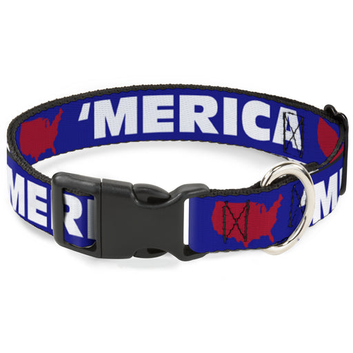 Plastic Clip Collar - 'MERICA/USA Silhouette Blue/White/Red Plastic Clip Collars Buckle-Down   