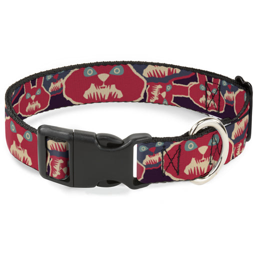 Plastic Clip Collar - Angry Bunnies CLOSE-UP Purple/Red/Blue Plastic Clip Collars Buckle-Down   