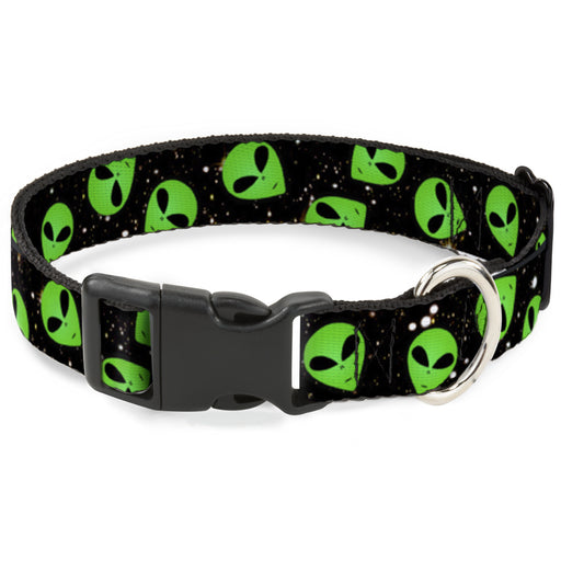 Plastic Clip Collar - Aliens Head Scattered Galaxy2/Green/Black Plastic Clip Collars Buckle-Down   