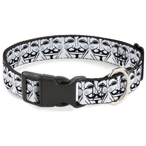 Plastic Clip Collar - Anonymous Face CLOSE-UP Repeat White/Black/Gray Plastic Clip Collars Buckle-Down   