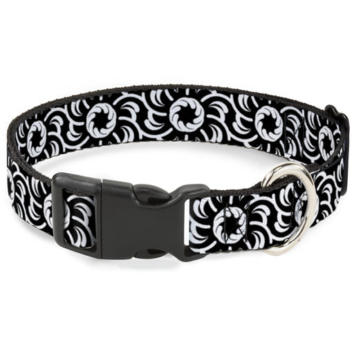 Plastic Clip Collar - Floral Pinwheel Black/White Plastic Clip Collars Buckle-Down   