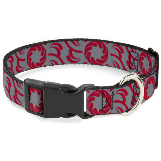 Plastic Clip Collar - Floral Pinwheel CLOSE-UP Gray/Red Plastic Clip Collars Buckle-Down   
