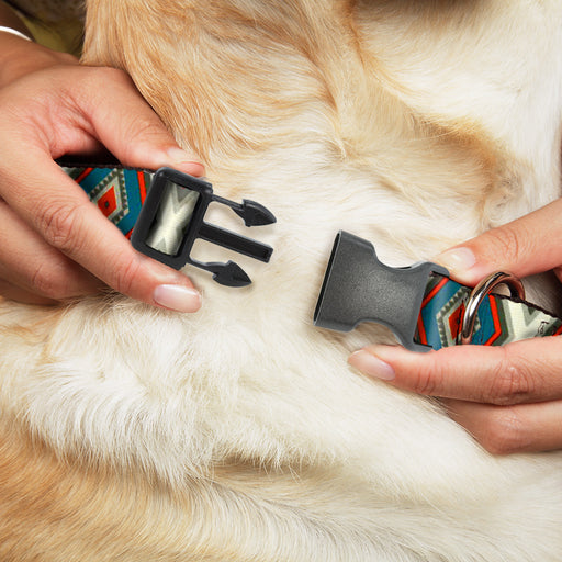 Plastic Clip Collar - Geometric Diamonds Grays/Red/Turquoise Plastic Clip Collars Buckle-Down   