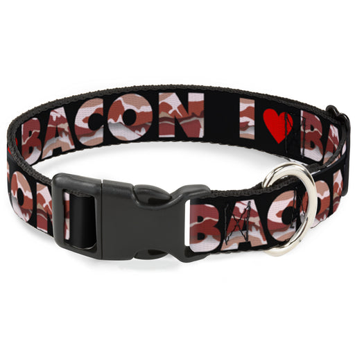 Plastic Clip Collar - I "Heart" BACON Black/Bacon Plastic Clip Collars Buckle-Down   