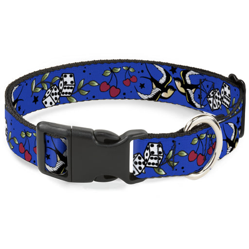 Plastic Clip Collar - Lucky CLOSE-UP Blue Plastic Clip Collars Buckle-Down   
