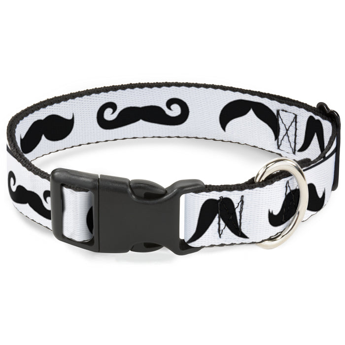 Plastic Clip Collar - Mustaches Straight White/Black Plastic Clip Collars Buckle-Down   