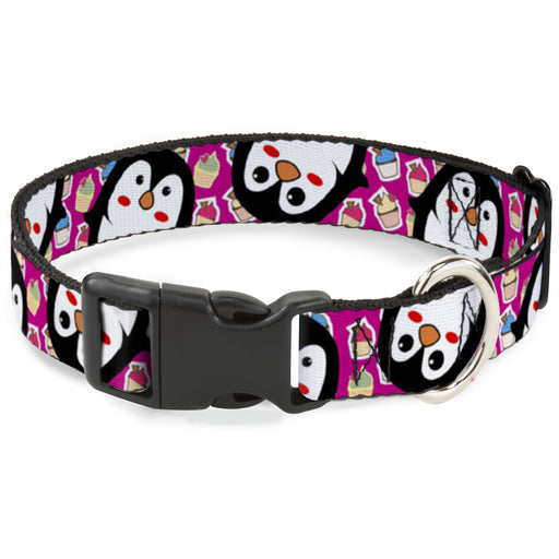 Plastic Clip Collar - Penguins w/Cupcakes Fuchsia/Purple/White Plastic Clip Collars Buckle-Down   
