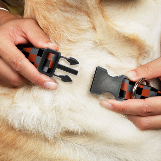 Plastic Clip Collar - Checker Trio Gray/Black/Red Plastic Clip Collars Buckle-Down   