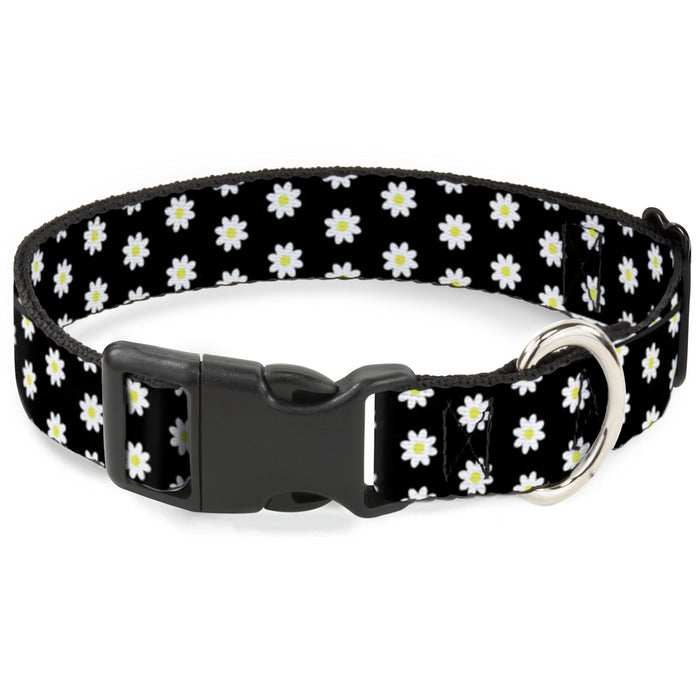 Plastic Clip Collar - Daisies Scattered Black/White/Yellow Plastic Clip Collars Buckle-Down   