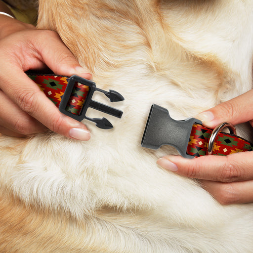 Plastic Clip Collar - Mini Navajo Tan/Rust/Olive/Black Plastic Clip Collars Buckle-Down   