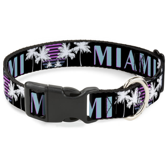 Plastic Clip Collar - MIAMI/Palm Trees Black/White/Pink//Teal Plastic Clip Collars Buckle-Down   