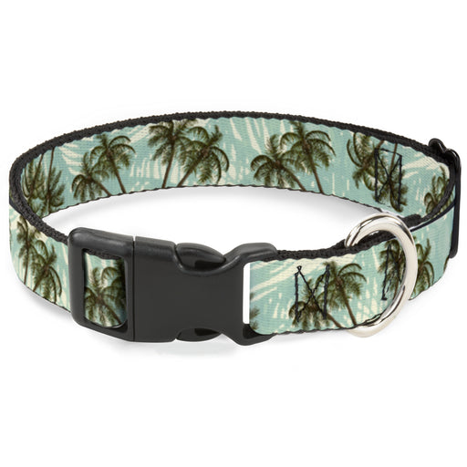 Plastic Clip Collar - Palm Trees Swaying Tan/Teal Plastic Clip Collars Buckle-Down   