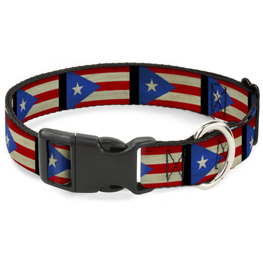 Plastic Clip Collar - Puerto Rico Flag Weathered Plastic Clip Collars Buckle-Down   