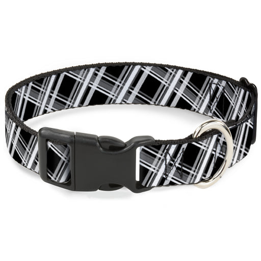 Plastic Clip Collar - Plaid X2 Black/Grays/White Plastic Clip Collars Buckle-Down   