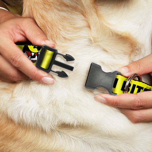 Plastic Clip Collar - Pet Quote CAUTION I BITE/Dog Growl Yellow/Black Plastic Clip Collars Buckle-Down   