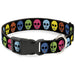 Plastic Clip Collar - Skulls Black/Multi Color Plastic Clip Collars Buckle-Down   