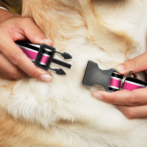 Plastic Clip Collar - Stripes White/Black/White/Pink Plastic Clip Collars Buckle-Down   