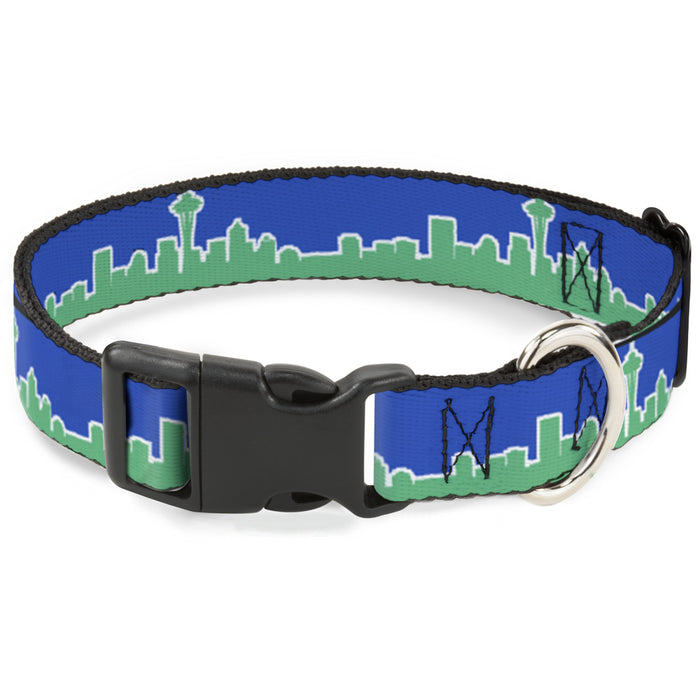 Plastic Clip Collar - Seattle Skyline Blue/Green Plastic Clip Collars Buckle-Down   