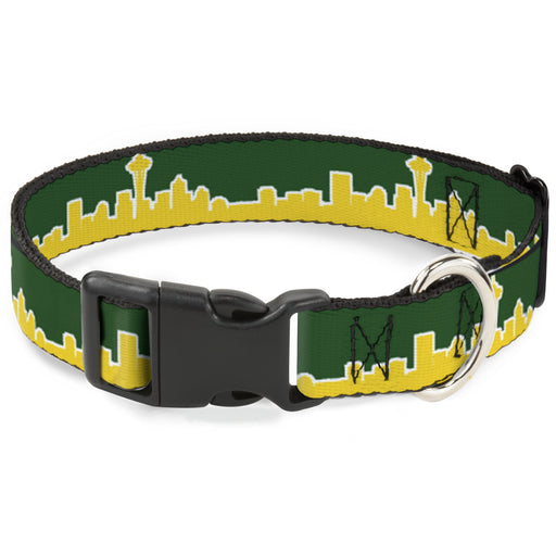 Plastic Clip Collar - Seattle Skyline Green/Yellow Plastic Clip Collars Buckle-Down   