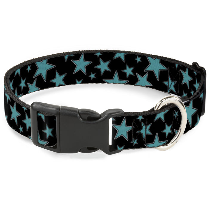 Plastic Clip Collar - Stars/Multi Stars Black/Turquoise Plastic Clip Collars Buckle-Down   