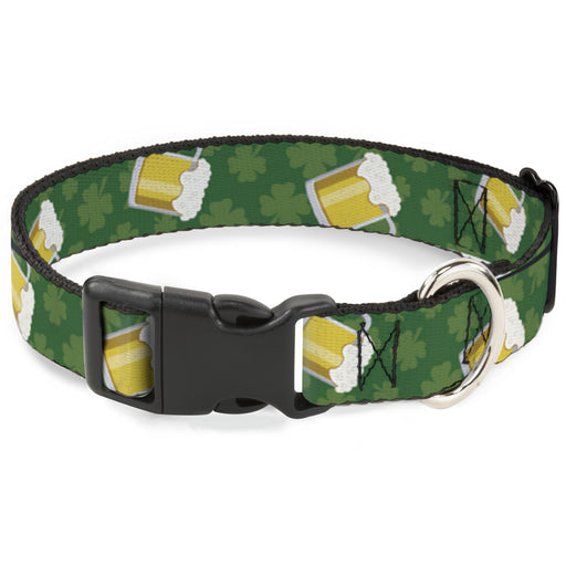 Plastic Clip Collar - St. Pat's Clovers/Beer Mugs Greens Plastic Clip Collars Buckle-Down   