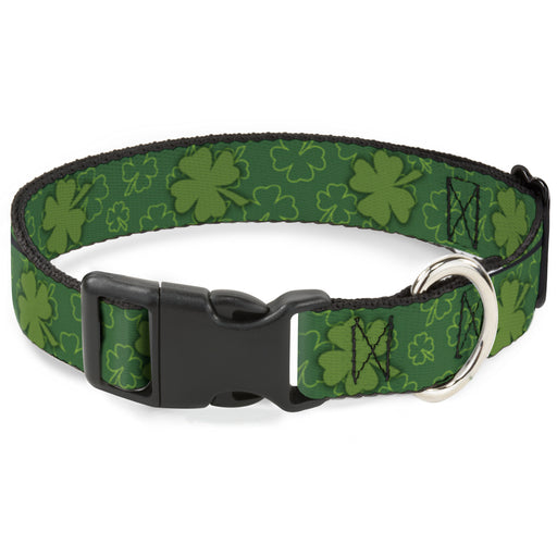 Plastic Clip Collar - St. Pat's Clovers Scattered2 Outline/Solid Greens Plastic Clip Collars Buckle-Down   