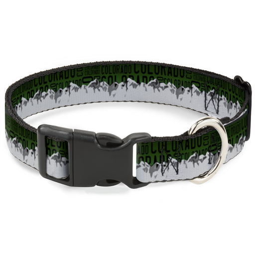 Plastic Clip Collar - Colorado Mountains Green/Black Text/Grays Plastic Clip Collars Buckle-Down   
