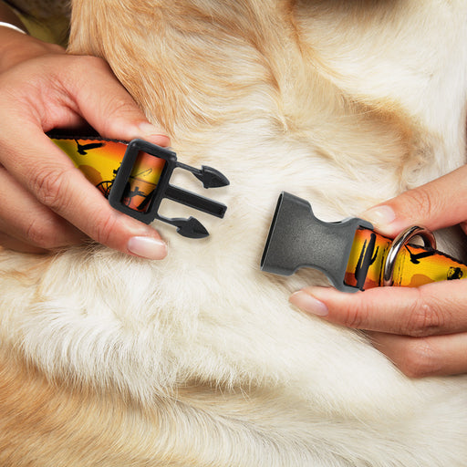 Plastic Clip Collar - Cowboy Silhouette/Western Landscape Reds/Black Plastic Clip Collars Buckle-Down   