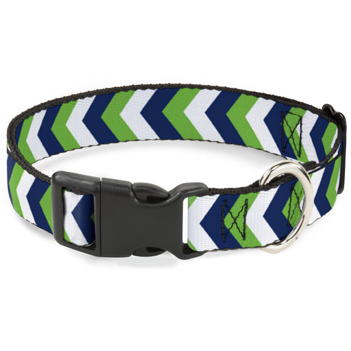 Plastic Clip Collar - Chevron White/Bright Green/Navy Plastic Clip Collars Buckle-Down   