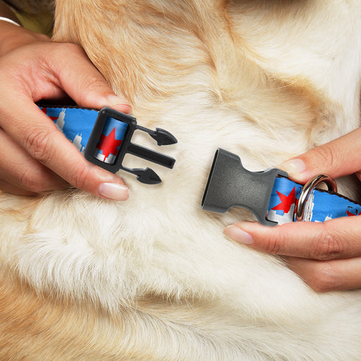 Plastic Clip Collar - Chicago Skyline/Flag Distressed Black/White/Red Plastic Clip Collars Buckle-Down   