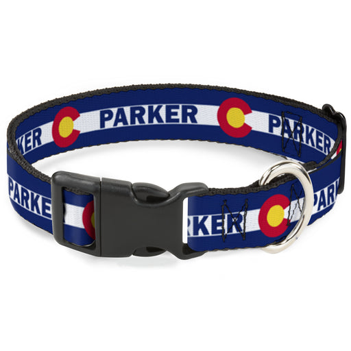 Plastic Clip Collar - Colorado PARKER Flag Blue/White/Red/Yellow Plastic Clip Collars Buckle-Down   