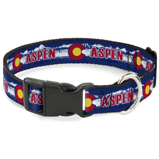 Plastic Clip Collar - Colorado ASPEN Flag/Snowy Mountains Weathered Blue/White/Red/Yellows Plastic Clip Collars Buckle-Down   