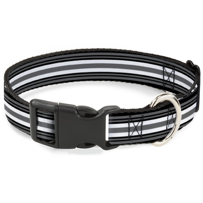 Plastic Clip Collar - Striped Black/Gray/White Plastic Clip Collars Buckle-Down   